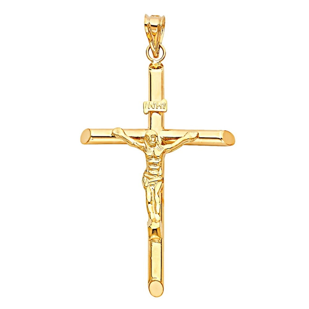 14K Yellow Gold Religious Crucifix Pendant